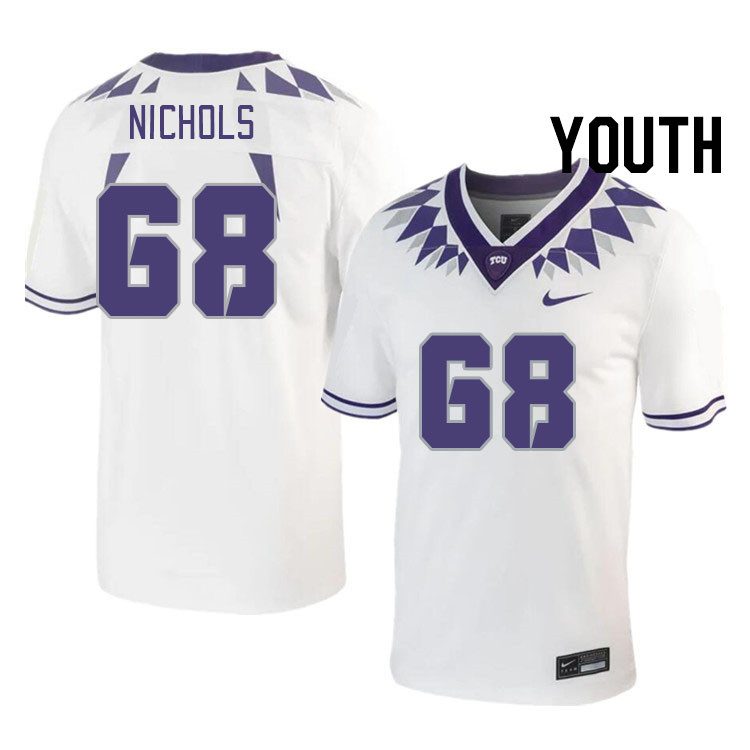 Youth #68 Michael Nichols TCU Horned Frogs 2023 College Footbal Jerseys Stitched-White